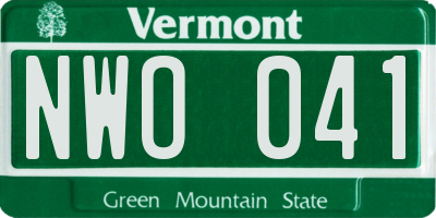 VT license plate NWO041