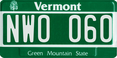 VT license plate NWO060