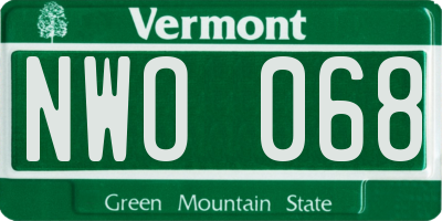 VT license plate NWO068