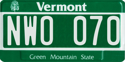 VT license plate NWO070