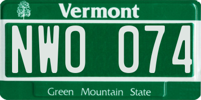 VT license plate NWO074