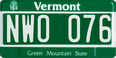 VT license plate NWO076