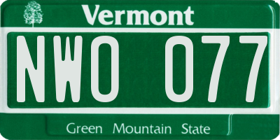 VT license plate NWO077