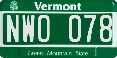 VT license plate NWO078