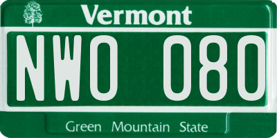 VT license plate NWO080