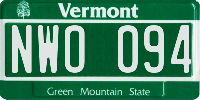VT license plate NWO094
