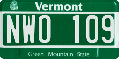 VT license plate NWO109