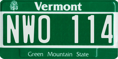 VT license plate NWO114