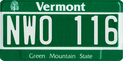 VT license plate NWO116