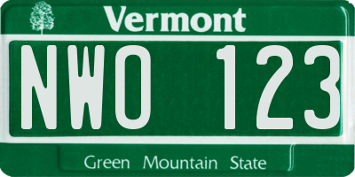 VT license plate NWO123