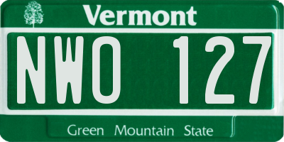 VT license plate NWO127