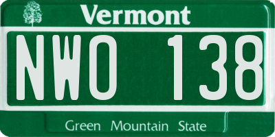 VT license plate NWO138