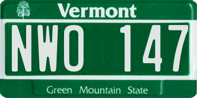 VT license plate NWO147