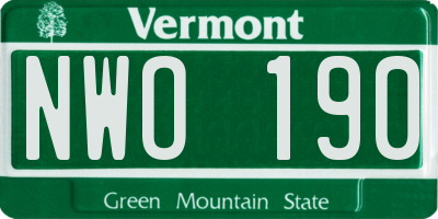VT license plate NWO190