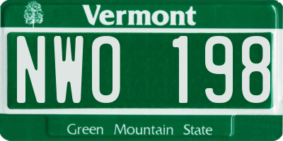 VT license plate NWO198