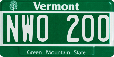 VT license plate NWO200