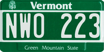 VT license plate NWO223