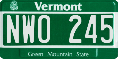 VT license plate NWO245