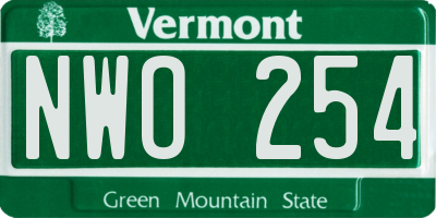 VT license plate NWO254