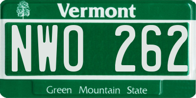 VT license plate NWO262