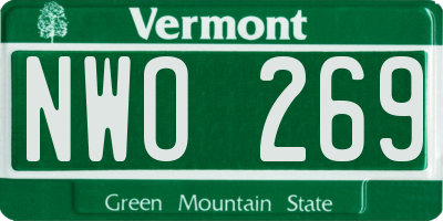 VT license plate NWO269
