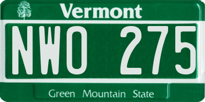 VT license plate NWO275