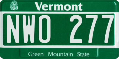 VT license plate NWO277