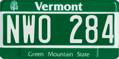 VT license plate NWO284