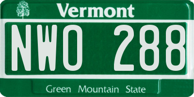 VT license plate NWO288