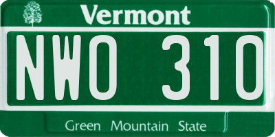 VT license plate NWO310