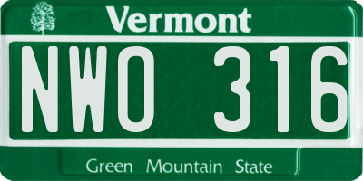 VT license plate NWO316