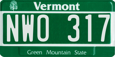 VT license plate NWO317