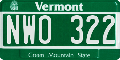 VT license plate NWO322