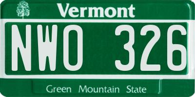 VT license plate NWO326