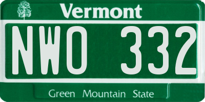 VT license plate NWO332