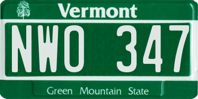 VT license plate NWO347