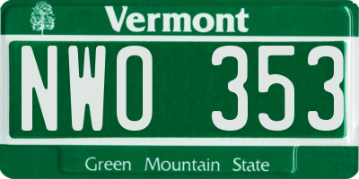 VT license plate NWO353