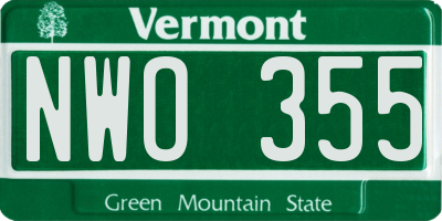 VT license plate NWO355