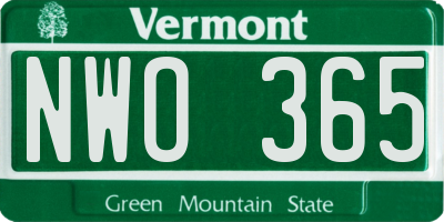 VT license plate NWO365