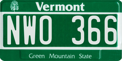 VT license plate NWO366