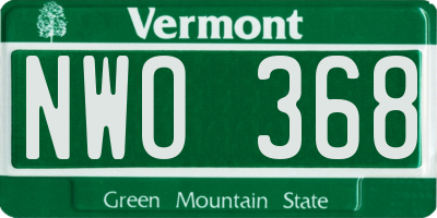 VT license plate NWO368