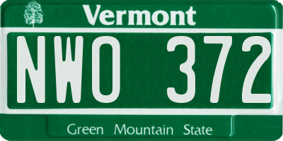 VT license plate NWO372