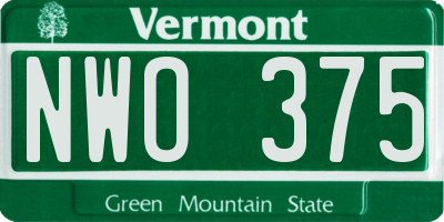 VT license plate NWO375