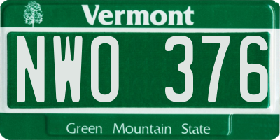 VT license plate NWO376