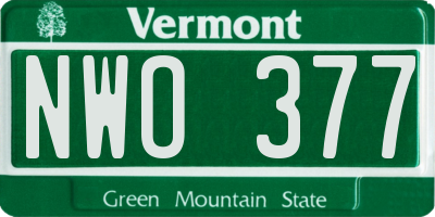 VT license plate NWO377