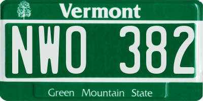 VT license plate NWO382