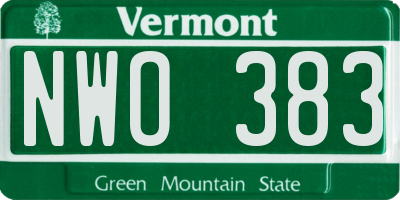 VT license plate NWO383