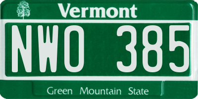 VT license plate NWO385