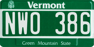 VT license plate NWO386