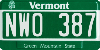 VT license plate NWO387